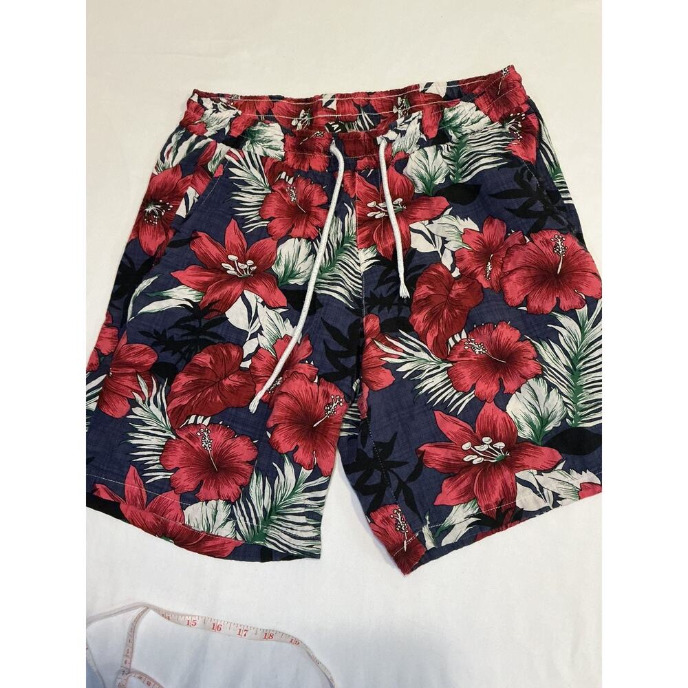 JOGAL Hibiscus Floral Hawaiian Print Shorts Medium